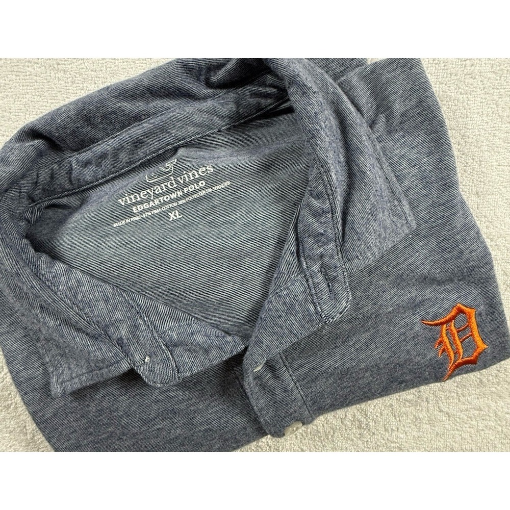 Vineyard Vines MLB Detroit Tigers Polo Sz‎ XL Heather Blue Orange Logo